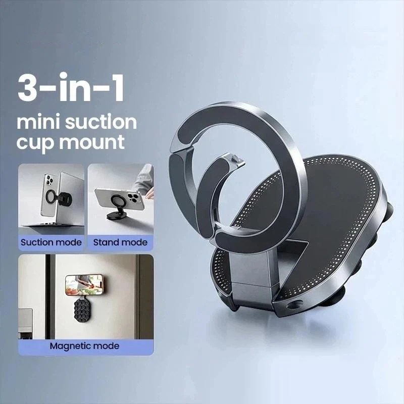 3-in-1 Suction Rotatable Wall Mountable Magnetic Stand Adjustable Portable Cell Phone Holder - 000995
