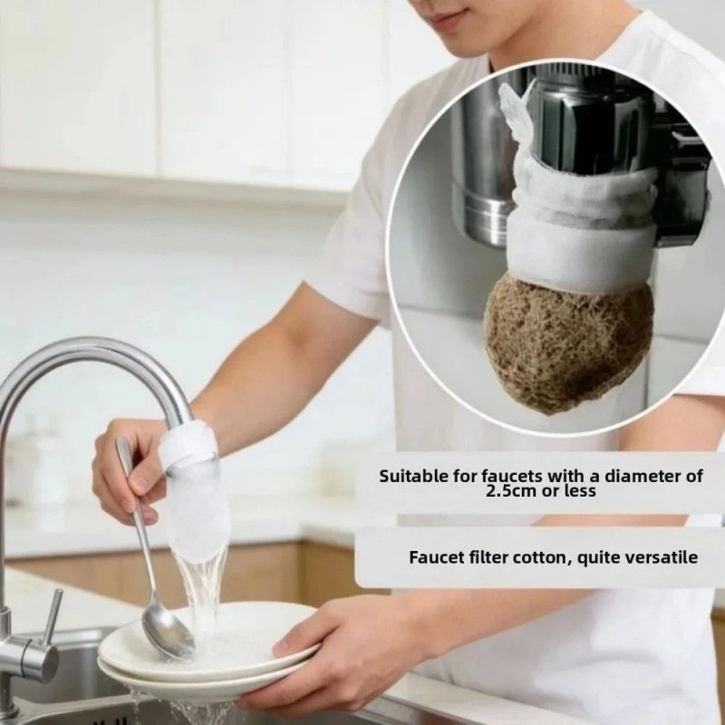 20Pcs Anti-splash Cotton Thickened Filter High-density Universal Faucet Filter (with 4 pcs T-strap)-0941