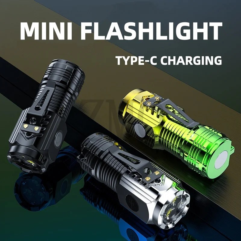 Rechargeable Mini 3-LED Flashlight with Pen Clip & Magnetic Tail – USB Charging Portable Torch - 001004